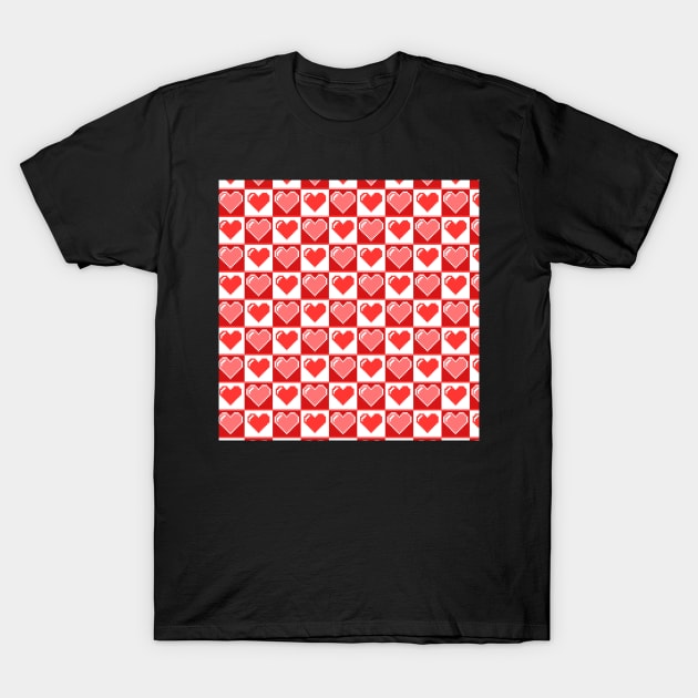 Pixel Heart Pattern T-Shirt by Kacarrot